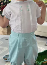 Bekleidungssets Baby Boys Kleinkindanzug weiß Hemd Grüne Shorts Bruder Schwester Matching Kleidung Set Hochzeits Outfit