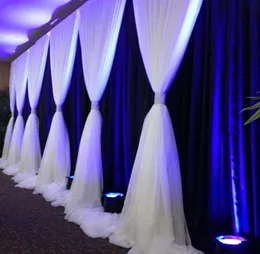 Party Decoration 3m6m Royal Blue Wedding Backdrop With White Volie Valance Stage Pography Background Draping Swags Curtains5098068