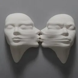 Abstract Human Face Wall a pendente Resina espressione di resina scultura arte surreale artigianato ornamento giardino di maschera astratto decorazione 240510