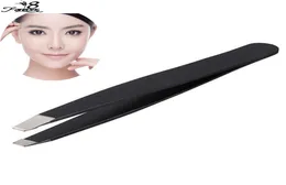 Whole1 pcs Professional Stainless Steel Slant Tip Hair Removal Eyebrow Tweezer Makeup Tool Pink Color6191301
