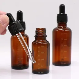 Bottiglie di stoccaggio bottiglia di contagocce vuota goccia liquida in vetro olio essenziale per massaggio pipetta ridotta essence marrone graduata