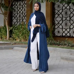 Etniska kläder nya kimono abaya dubai randbälte cardigan mantel kvinna corban ramadan eid al adha lös marockansk golf kvinnor chiffon robes t240510