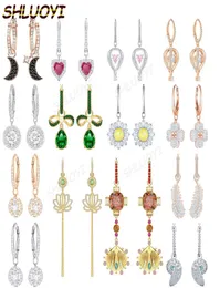 Mode smycken SWA1 1 Utsökt Clover Star Moon och Feather Lady Charming Earrings 2106114963658