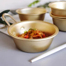 Skålar 1 bit aluminium koreansk risvinskål med handtag för servering av matlagning 11 cm inre dia hemköksredskap