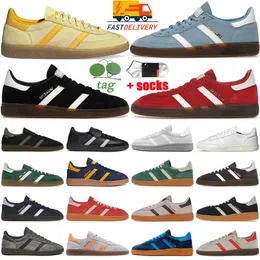 Sapatos de grife handball spezials tênis casuais homens homens marinho escarlet alumínio core preto goma escarlate goma clara