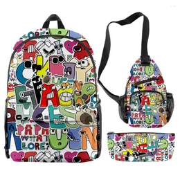 Backpack Creative Fashion Funny Alphabet Lore 3D Print 3pcs/Set Pupil School Bags Trendy Travel Laptop Chest Bag Pencil Case