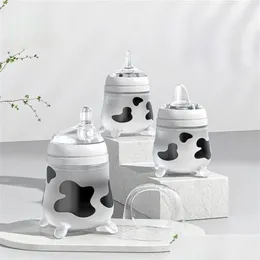 Детские бутылки Sile Feeding Bottle Mite Cow, имитирующая грудное молоко для рожденных антиколонных противокалковых принадлежностей 220414 Drop Delive Otogs