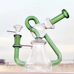 8 Inch Slim Portarble Green Fab Egg Multi Color Hookah Glass Bong Dabber Rig Recycler Pipes Water Bongs Smoke Pipe 14mm Female Joint US Warehouse