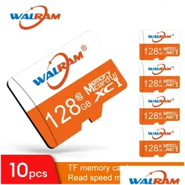 Schede di schede di memoria schede walram 10pcs micro sd 32gb 64gb 128gb tf flash 32 64 Classe 10 per telefoni camer per la consegna dei computer reti ot5hb