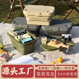 Multi Functional Carrying Box for Outdoor Camping, Picnics, Picnic Storage Basket Set, Folding Water Bucket