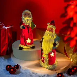 Decorative Figurines Santa Claus LED Nightlight Decoration Creative Home Desktop Resin Crafts Holiday Party Scene Atmosphere Gifts