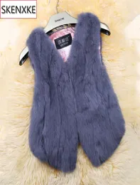 2019 Nuovo stile Donne vere vere velestra di coniglio Fashion Fashion 100 Real Rabbit Fur Lady Lady Real Rabbit Pelliccia Shortlesveless Coat CJ1465456