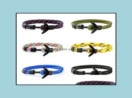 10PcLot Gold Nautical Charm Anchor Bracelet For Men Women MtiWrap Rope Bracelets Adjustable Size 6quot8quot Drop Delivery 23604768