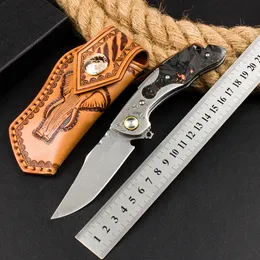 1Pcs New High End Flipper Folding Knife VG10 Damascus Steel Blade Carbon Fiber with Damascus Steel Handle Outdoor Camping Hiking Survival EDC Pocket Knives