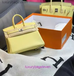 10A Original 1:1 Hremms Birkks Genuine Leather Handbag High Quality Pure Hand Made Honey Wax Thread Chicken Yellow Togo Bag 30cm Silver Button Layer with Real Logo Kfpn