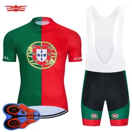 Racing Sets 2024 Team Portugal Cycling Pro Jersey Set MTB Uniform Bike Clothing Quick Dry Bicycle Clothes Men's 9D Bib Short Maillot Culotte