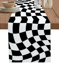 Lattice Deformation Black White Block Table Runner Decoration Home Decor Dinner Table Decoration Table Decor 240509