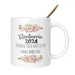 Canecas Copos de aposentadoria para mulheres Cerâmica floral Dripping Coffee Cup, despedida de adeus aos colegas de trabalho