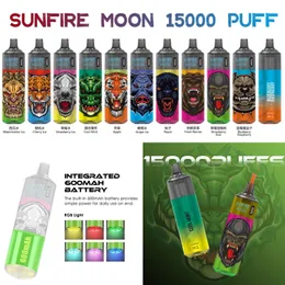 Cena hurtowa Tornado Sunfire 15000 15K Puffs Dostęp do dyspozycji 600 mAh Type-C ładowanie 1,0OHM Cewka siatki 20 ml wstępnie wypełnione e-liquid 0mg 20mg 30mg 50 mg urządzenie OEM/ODM Vapes