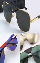 تصميم أزياء جديد نظارات شمسية 0097 إطار معدني مربع مع مربع مع جلود صغيرة خمر أفانتيجارد طراز البوب ​​أعلى جودة كاملة 8219130