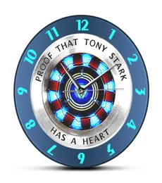 Prova che Tony Stark ha un orologio da parete per il reattore arco cardiaco supereroe moderno orologio per orologio per orologio da film decorazioni per la casa arte x3101092