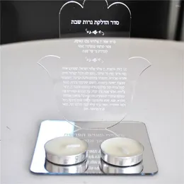 Partyvorbefugten 10pcs Custom Print Hebräisch Gebetsbar Mitzvah Souvenir Gedenkgeschenk Hasma -Karte mit Kerzenhalter Acrylsegen Widmung