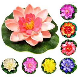Kwiaty dekoracyjne 8 szt. Sztuczne lotosobniki rośliny liliowe basen wodny pływające lotosy plastikowe symulacje stawu