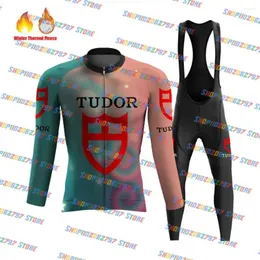 Racing Sets 2024 Tudor Cycling Jersey Fleece Set Long Sleeve Road Bike Clothing Dress Suit Bicycle Shirt