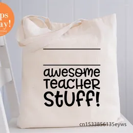 Shopping Bags Awesome Teacher Stuff Graphic Hipster Cartoon Print Tote Girls Pacakge Hand Bag