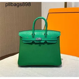 Mulheres Bolsa BRKNS Bolsa Genuíno Couro 7a Handswen Green Mist Faced Crocodile Skin Conjunto Touch Sesewn 25cmaejy