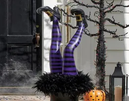 Halloween decoração de maus witch pernas adereços de cabeça para baixo Pés de bruxos com ornamento de estaca de bota para o quintal da frente grama 28132162087986