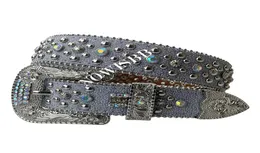 Punk Dark Rhinestone Belt Women Designer Leather Strap Diamond Bing Belts Western Cowboy Y2K E Girls Fashion Belt for Jeans Men6239789