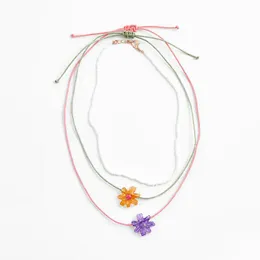 Colar de colar de pendente 3 pcs/conjunto cadeia de contas brancas simples para mulheres moda corda verde corda acrílica presentes de flores gota entrega je dh0fe