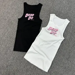 CH Nakış Logo Kalpleri Tank Top Yaz Kısa İnce Göbek Açık Kıyafet Elastik Spor Örgü Tankları