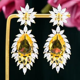 Dingle örhängen Godki Fashion Street Style Trendy Drop For Women Wedding Party Cubic Zircon Dubai Bridal Earring Boucle D'Oreille