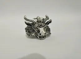 Anello di dito del corno di capra retrò anello di dito satana adorazione baphomet Aries zodiac wicca stella per uomo ragazzo regalo punk motociclista animale gioielleria animale 8999015298