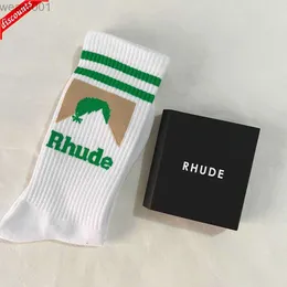 Rhude Socks Men Calcetines Women Designer Luxury High Quality Pure Cotton Comfort Brand Representativ deodorisering Absorb Sweat Let In Air Strumpor 5Exo