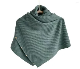 Halsdukar knapp solida vinter kvinnor poncho cappa halsduk rektangel stickad pashmina sjal wraps rycker bufandas sjaal sciarpa donna in3323550