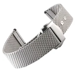 Titta på band Premium Mesh Armband för Designer Titta på titan Rostfritt stål Millade lås Högkvalitativa remmar för män