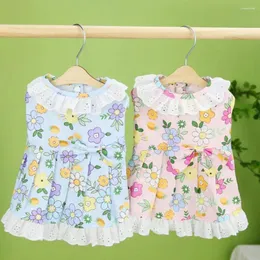 Dog Apparel Dress Fashion Fine Workmanship Bowknot Floral Print Pet Puppy Princess Supplies