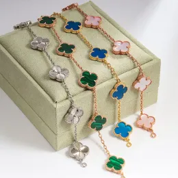 럭셔리 디자이너 팔찌 4 Four Leaf Clover Charm 팔찌 팔찌 보석 jade Agate Shell Mother of Pearl 18K Gold Silver Plated Chain 브레이슬릿