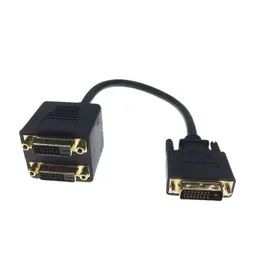 NEW 1x2 DVI Splitter Adapter Cable 1-DVI Male To DVI24+1 Female 24K Gold Connector for HD1080P HDTV Projector PC Laptopfor Gold Connector DVI Cable