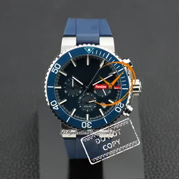 Aquis Quarz Chronograph Herren Uhr Ceramics Lünette Blue Stick Dial Gummi -Gurt Stoppwatch Puretime Stoppwatch Reloj Hombre Montre Hommes Uhren Ptors