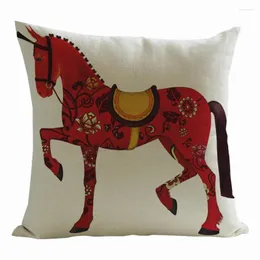 Pillow British Style Crown Royal Horse Horses Cover Cotton Linen Home Decoration Car Sofa Chair Throw Pillows Almofadas