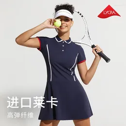 Vestidos de trabalho Kelifu Lapeel Sport Dress Summer Summer Lycra Nude Stretch Professional Outdoor Badminton Tennis