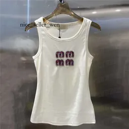 Mui Mui Shirt Miv Miv Shird Mui Mui Tank Top Designers Tanks Tops Cropped Vests Women T Shirts Luxury Rhinestone Letter Tank Sreeveless Tees Yoga Sports Vest 314