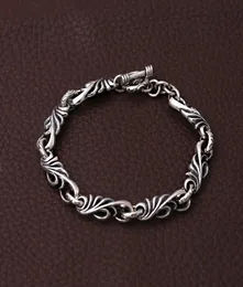 Personalisierte 925 Sterling Silberschmuck Antiquitäten Silber American European Handmade Designer Scroll Link Chain Armbänder für Männer W7326968