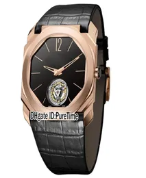 NOWOŚĆ 42 mm Octo Finissimo 102346 BGO40BGLTBXT Rose Gold Black Dial Tourbillon Automatyczne męże zegarki czarne skórzane zegarki sportowe Pure2477336