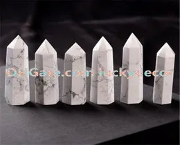 Schöne 65 cm85cm natürliche weiße polierte türkisfarbene Prisma Zauberstab Marmor Howlite Kristall Obelisk Quarz Punkte Exemplar Heilungsstein Hi1815970