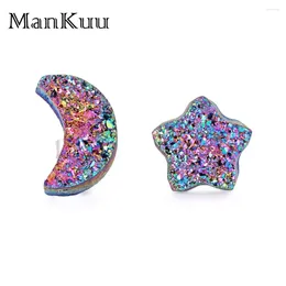 Серьги -грибы Mankuu Moon и Star Druzy Stone Sparkling 7 Colors Solid Crystal Natural для женщин